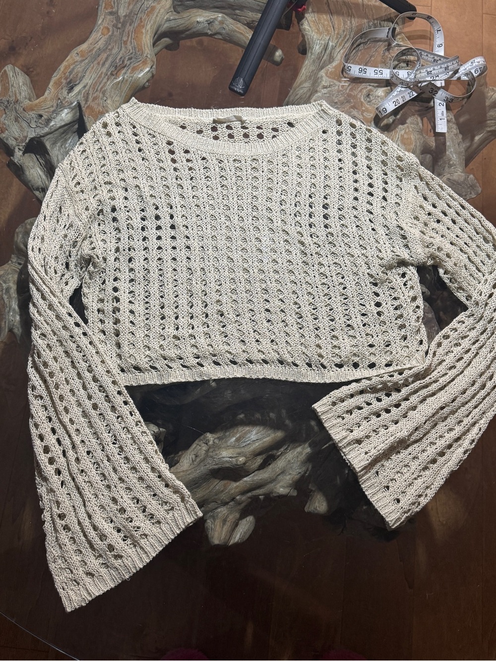 Open-Knit Cropped Beach Sweater